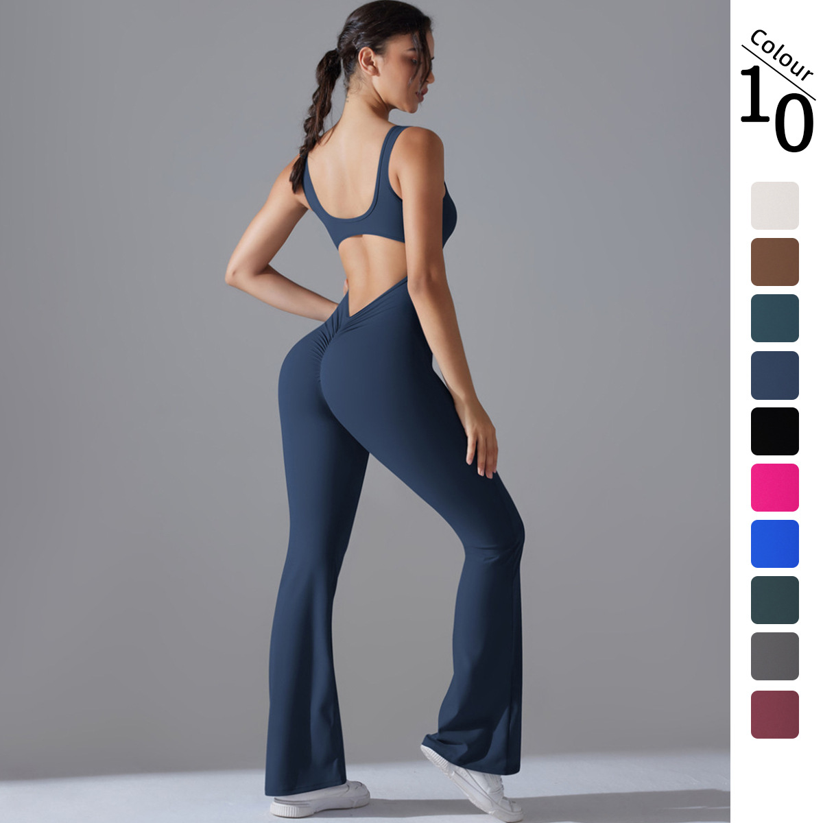 Yoga Fitness Jumpsuit - Seksi kembali V Jumpsuit Gym Set