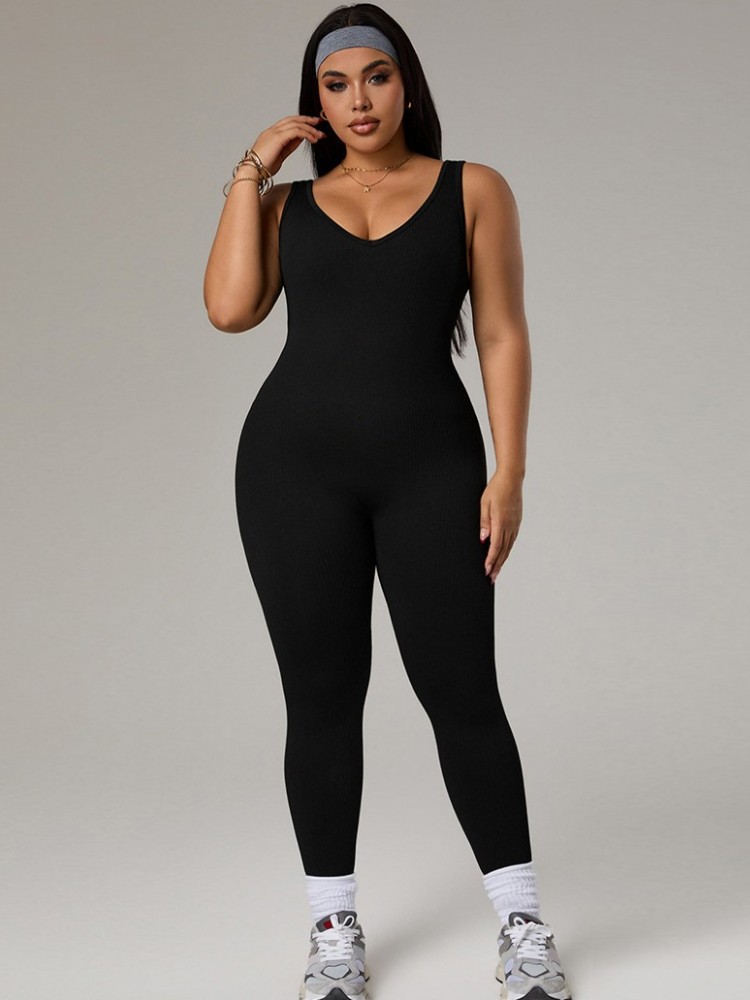 Yoga Fitness Jumpsuit - Baju Olahraga Wanita Ukuran Besar, Setelan