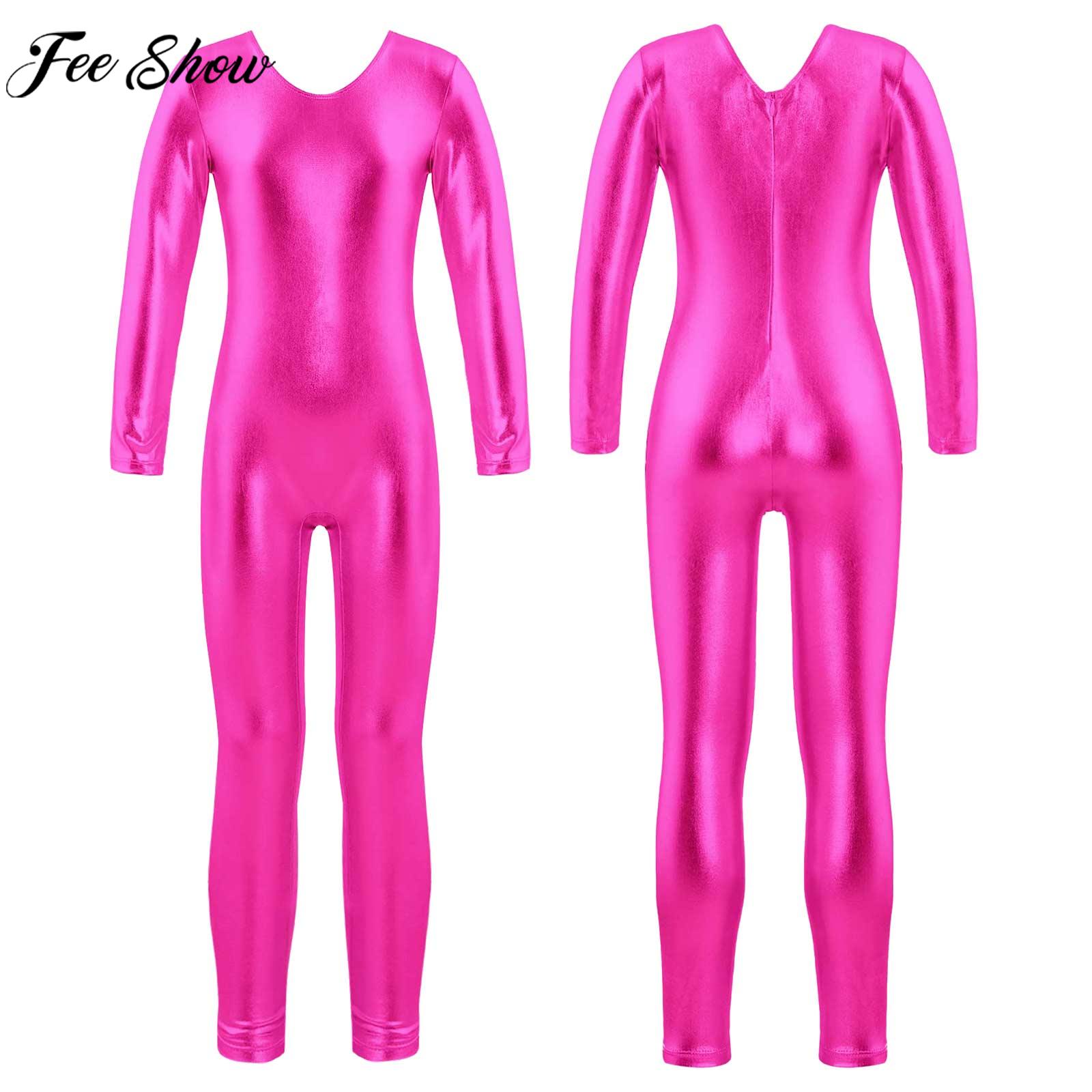 Yoga Fitness Jumpsuit - Pakaian dansa kain Bronzing ritsleting lengan