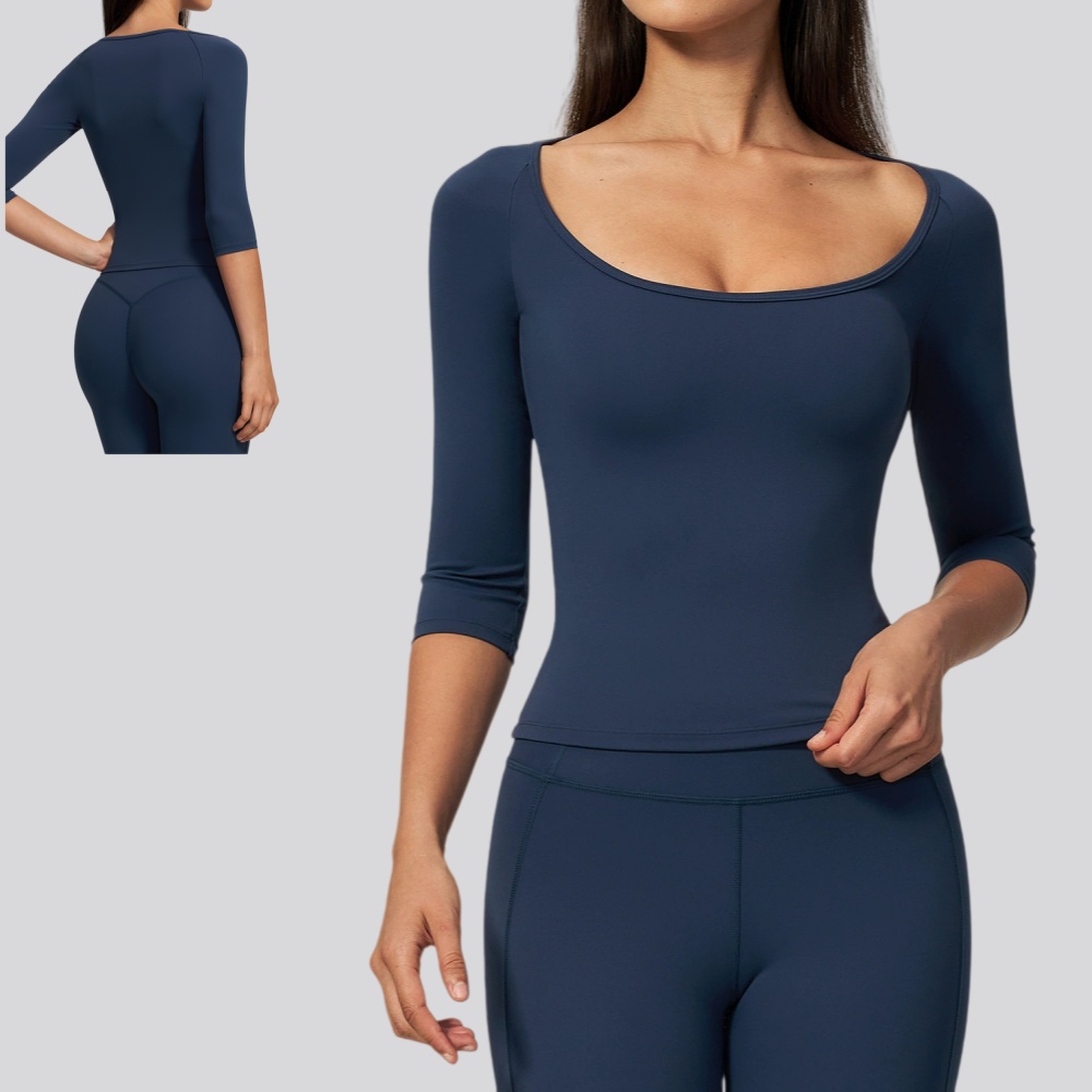 J-Yoga Fitness - Atasan Yoga Crop 3/4 Lengan untuk