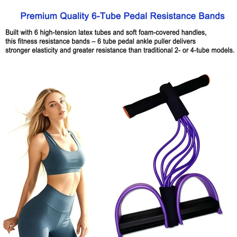 Yoga Pedal Puller Fitness Equipment - Tali Resistensi Pedal 6 Tabung, Tali