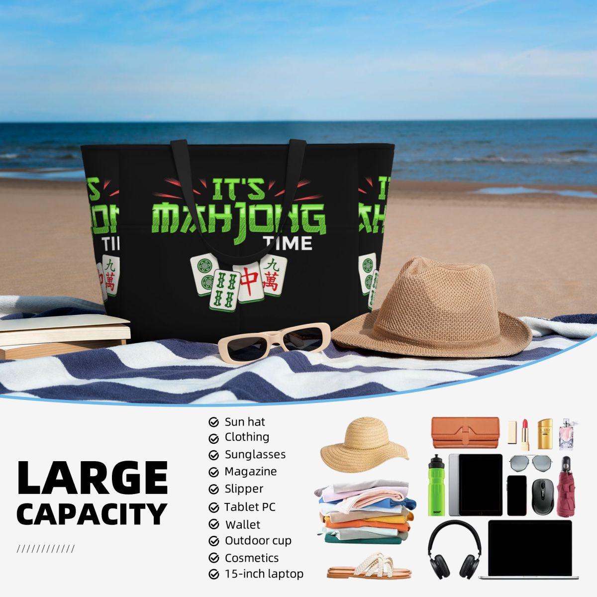 Tas Jinjing Besar Motif Mahjon - Yoga Fitness Online ulasan dan harga