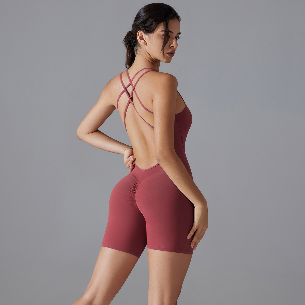 Set Yoga Seksi Punggung Terbuk - Yoga Fitness Jumpsuit ulasan dan harga